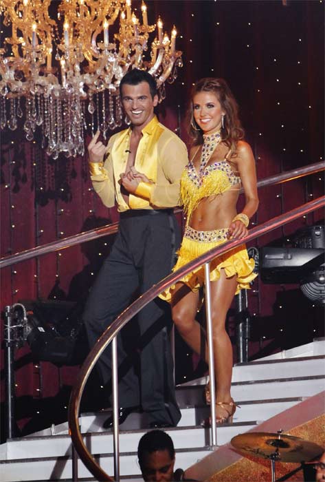 Audrina Patridge and Tony Dovolani enter the...