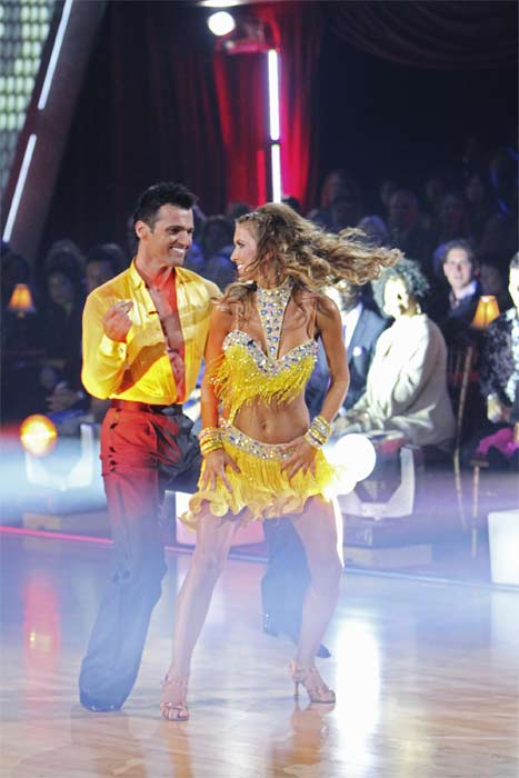 Audrina Patridge and Tony Dovolani perform on...
