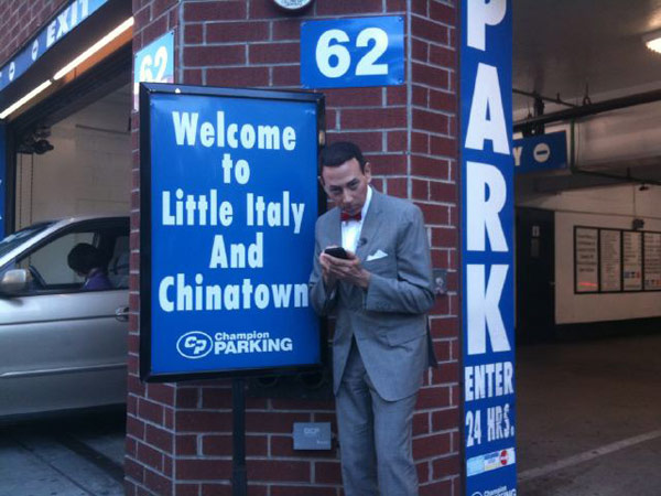 Pee-wee Herman is photographed exiting a parking...