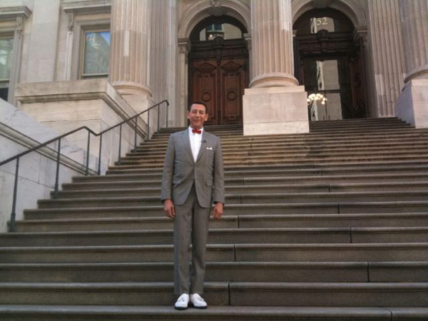 Pee-wee Herman is seen on the steps of New York...