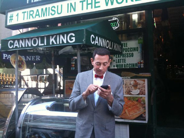 'Checking in in Little Italy! Molto blahblah!'...