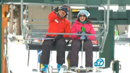 Eye on L.A. host Tina Malave rides a ski lift in Utah in this photo.