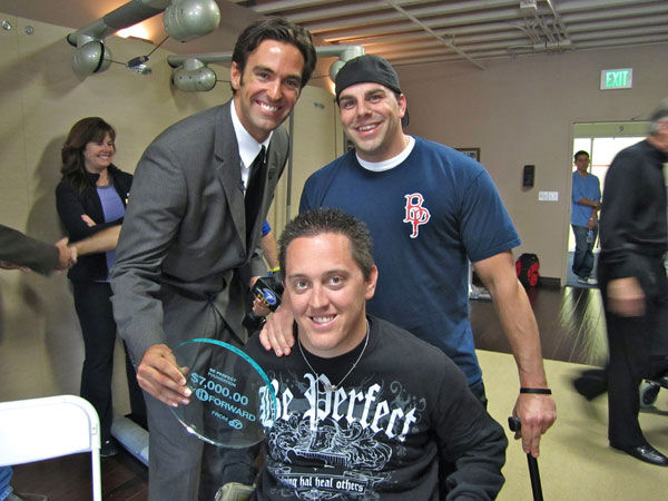 ABC7's Elex Michaelson poses with Hal Hargrave...