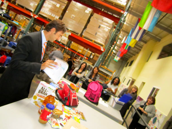 The backpacks aren't only filled with food, but...