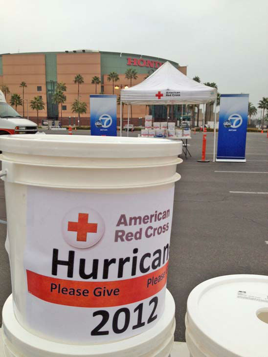 ABC7, with the American Red Cross, hosted a relief drive for the victims of Superstorm Sandy at the Honda Center in Anaheim on Thursday, Nov. 1.