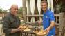 Eyewitness News anchor Phillip Palmer and chef Dana Benza prepare to eat a dish made with Feed SoCal ingredients.