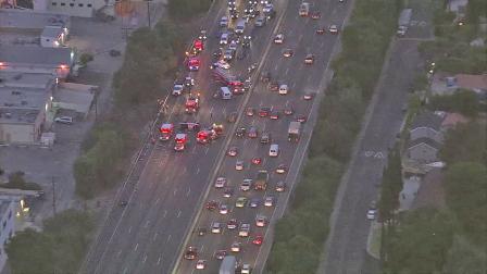A multi-vehicle accident shut down all eastbound lanes of the 101 Freeway, just past Winnetka Avenue, in Woodland Hills on Wednesday, Sept. 5, 2012.