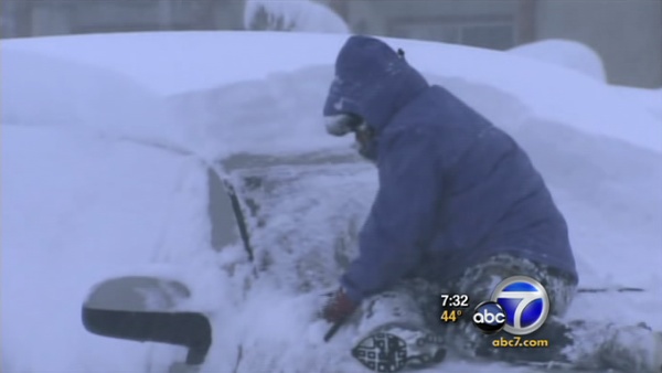  ... snow and buried vehicles, forcing drivers to dig them out. (KABC Photo