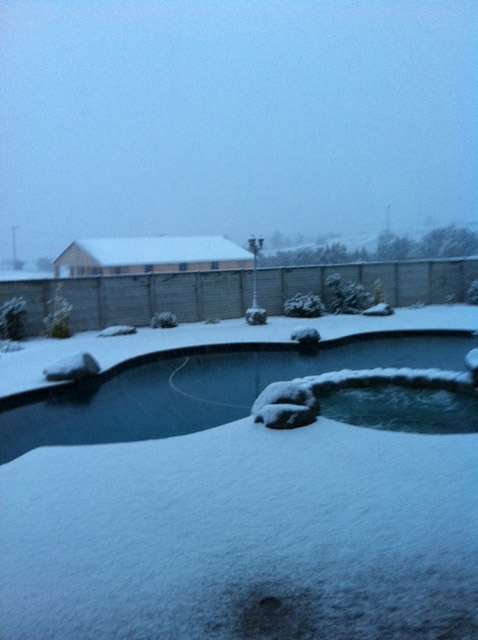 ABC7 viewer Rosemary Oppenheim sent in this photo of snow in Agua Dulce, Calif. on Saturday, Feb. 19, 2011.