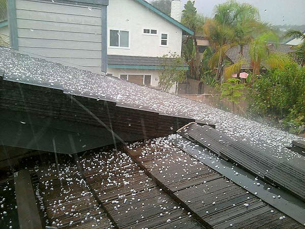 ABC7 Viewer Kaylee B. shows a roof peppered by...