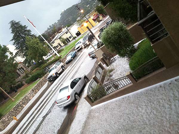 An ABC7 viewer sent in this photo of snow in Tujunga on Sunday Nov. 6, 2011.