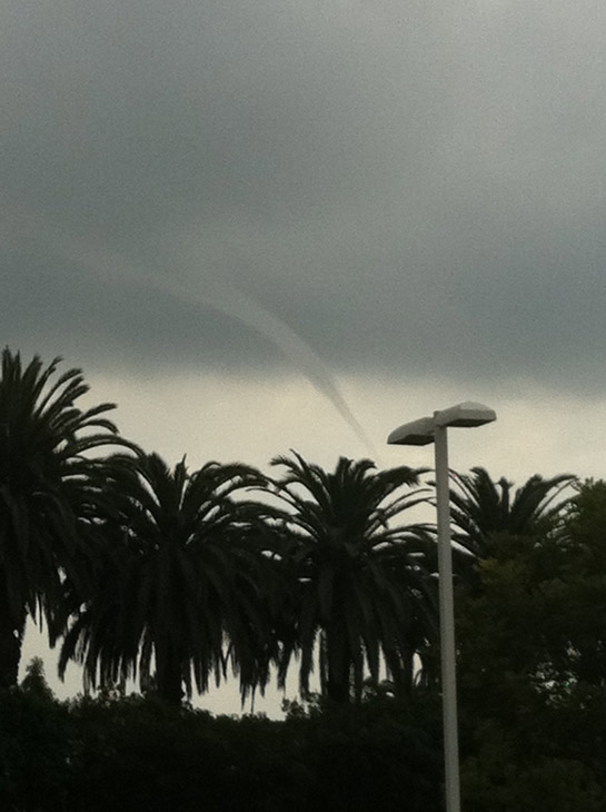 ABC7 viewer Jaime Nolte took this photo of a waterspout in Newport Beach, Calif., near Fashion Island on Thursday, Dec. 15, 2011.