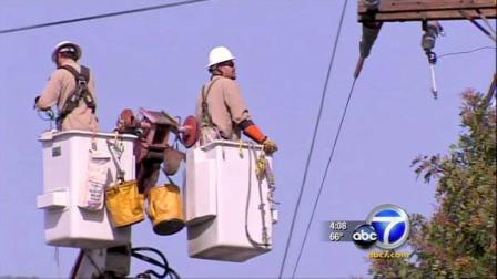Crews work on restoring power.