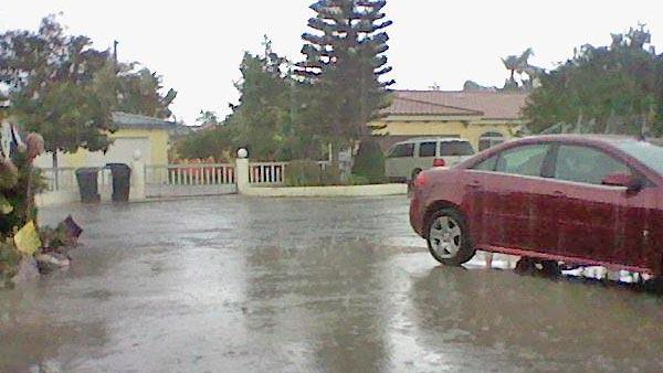 ABC7 viewer Dominic Xavier Urrutia sent us this photo via Facebook of hail in Downey on Thursday, Oct. 11, 2012.