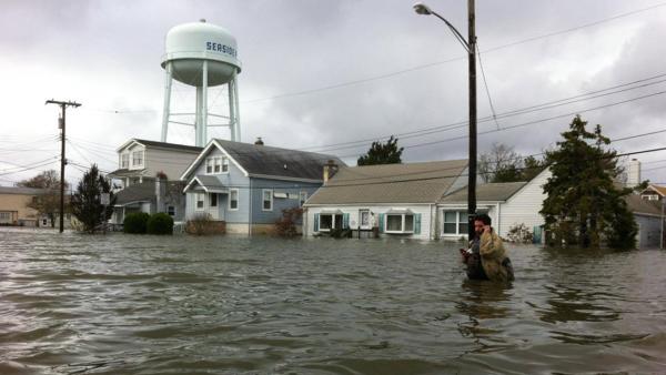 A flooded street in Seaside Park, N.J., is seen in the wake of Superstorm Sandy on Tuesday, Oct. 30, 2012.
