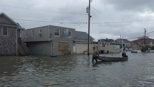 A flooded street in Seaside Park, N.J., is seen in the wake of Superstorm Sandy on Tuesday, Oct. 30, 2012.