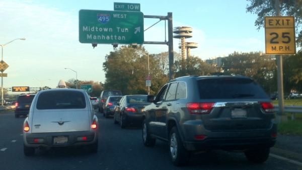 ABC7 Reporter Robert Holguin sent in this photo of traffic heading toward Manhattan from JFK International Airport on Thursday, Nov. 1, 2012.