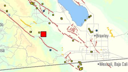 A U.S. Geological Survey map shows the location of a 4.0-magnitude earthquake that struck the San Diego County desert on Saturday, Dec. 22, 2012.