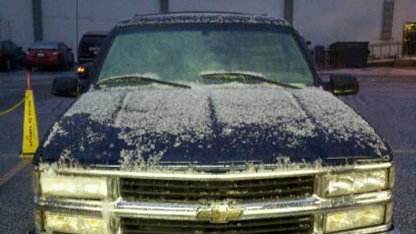 ABC7 viewer Tom Maung sent in this photo of hail...
