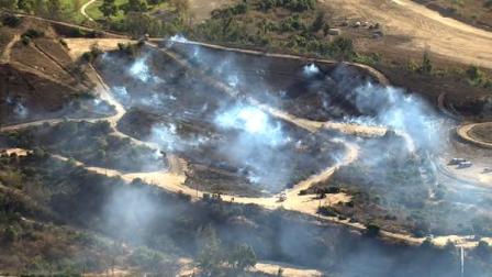 Firefighters made quick work of a small brush fire in Brea on Wednesday morning that burned three to five acres.