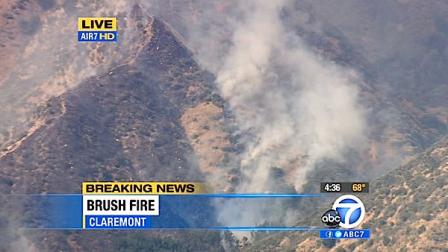 A small brush fire erupted in Claremont in the area of Mountain Avenue and Mount Baldy Road on Monday, June 4, 2012.