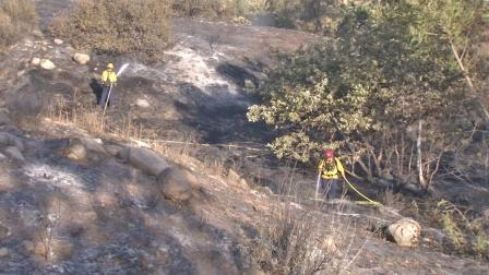 Fire crews on scene at a brush fire that broke out in Moreno Valley on Saturday, May 25, 2013.