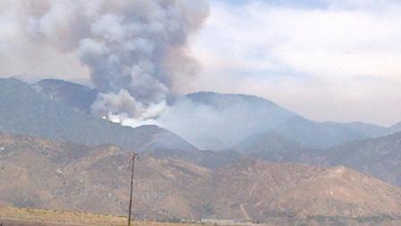 ABC7 viewer Tamela Bush sent this photo of smoke from a wildfire in the Morongo Reservation area as seen from the San Gorgonio Pass in the Inland Empire on Sunday, June 9, 2013.