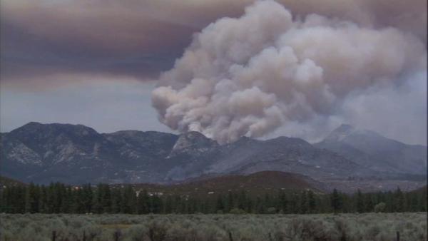 Smoke from the Mountain Fire burning in Riverside County is seen on Saturday, July 20, 2013.