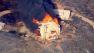 A structure goes up in flames as a wildfire burns south of Banning near Highway 243 on Wednesday, August 7, 2013.