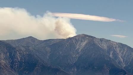 Smoke from the Gobbler Fire in the San Bernardino National Forest is seen on Tuesday, Aug, 20, 2013.
