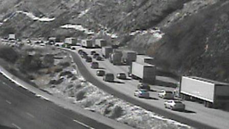 Cal-Trans traffic camera captures traffic moving over the Grapevine