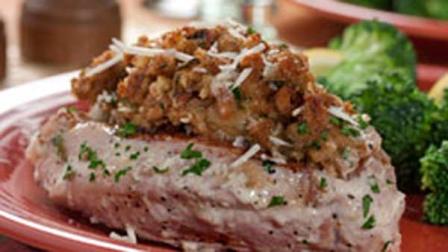 Caesar Stuffed Pork Chops recipe