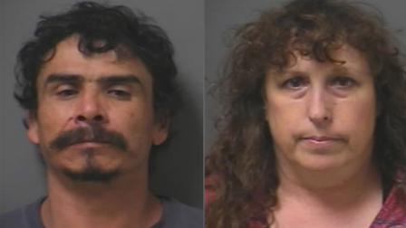 Kings County investigators said they arrested 40-year-old Cristobal Palafox (left) and 53-year-old Betty Wilson after receiving a call reporting the theft of copper pipe from a Hanford homeowner Friday afternoon.