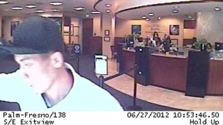 Surveillance photos the man who robbed California Bank & Trust on Palm near Shaw Ave. on Wednesday