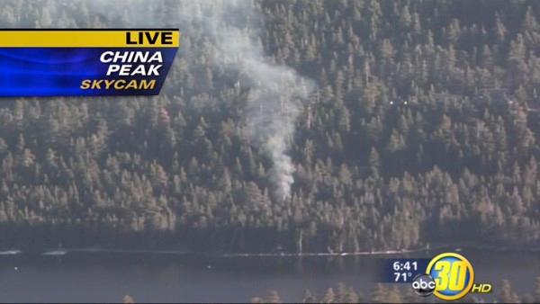 View of the fire from the ABC30 China Peak Sky Cam