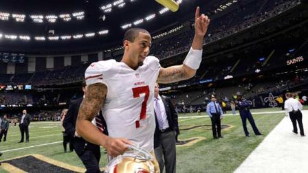 San Francisco 49ers quarterback Colin Kaepernick (7) gestures after his second start in an NFL football game against the New Orleans Saints in New Orleans, Sunday, Nov. 25, 2012. The 49ers defeated the Saints 31-21.