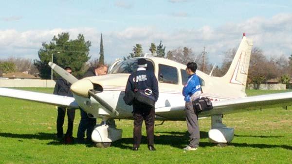  A small aircraft made an emergency landing in a field near Walnut Avenue and Church Avenue