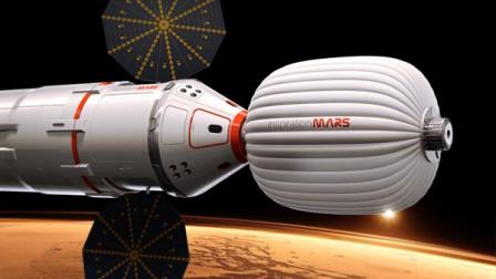 A drawing provided by Inspiration Mars shows an artists conception of a spacecraft envisioned by the private group, which wants to send a married couple on a mission to fly by the red planet and zip back home