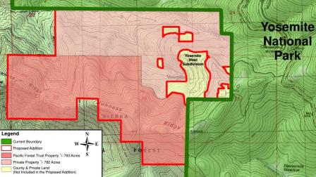 Map of the proposed addition to Yosemite National Park