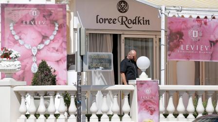 A view of the Carlton hotel, in Cannes, southern France, the scene of a daylight raid, Sunday, July 28, 2013.