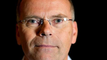 Mark Post, developer of the stem cell burger, poses before the first public tasting, in London