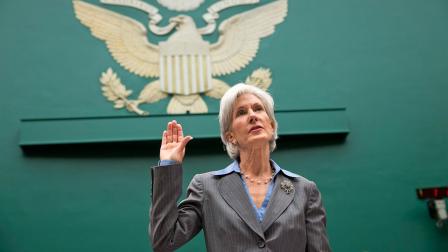 Health and Human Services Secretary Kathleen Sebelius is sworn in on Capitol Hill in Washington, Wednesday, Oct. 30, 2013