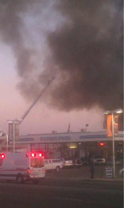 Future Ford car dealership fire in Clovis