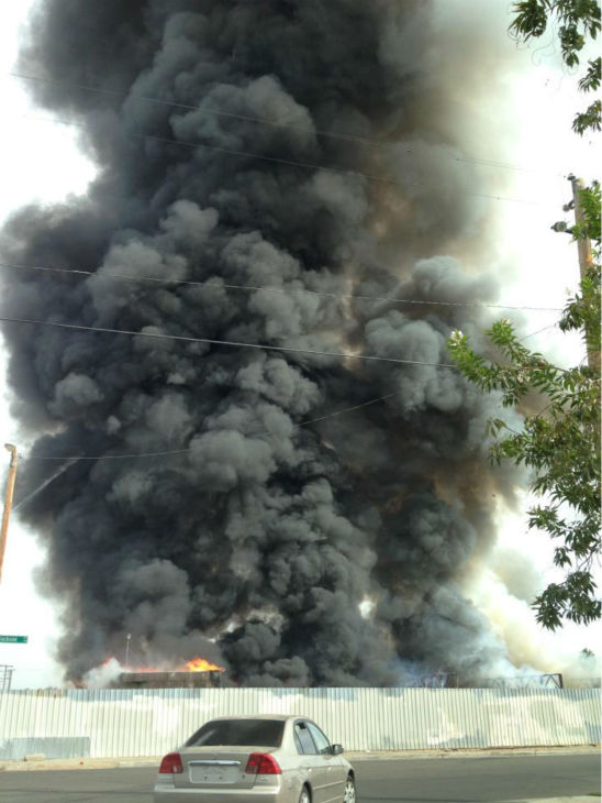 Large fire burning in East Central Fresno