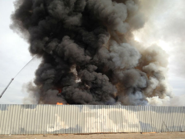 Large fire burning in East Central Fresno