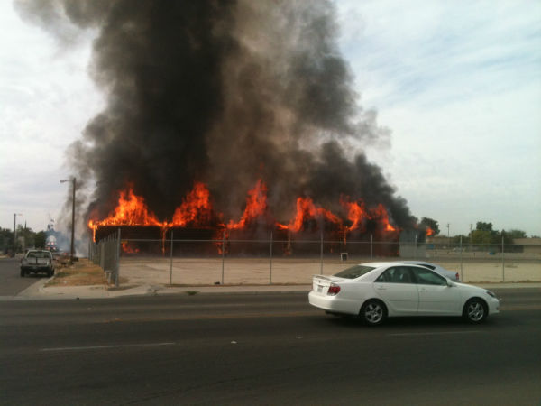 Large fire burning in East Central Fresno