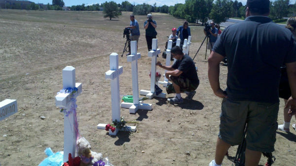 People wrote personal messages on the crosses.