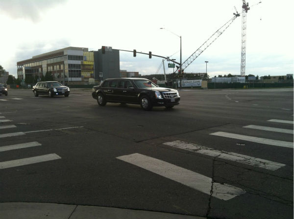 President Obama heads toward Buckley AFB after...