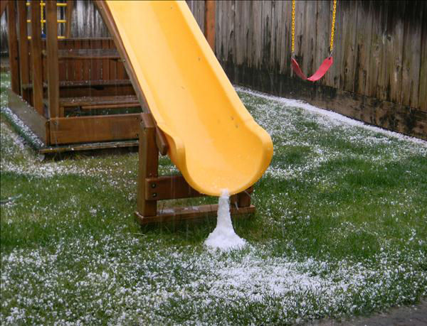Pictures of the hail gathering at the end of a...