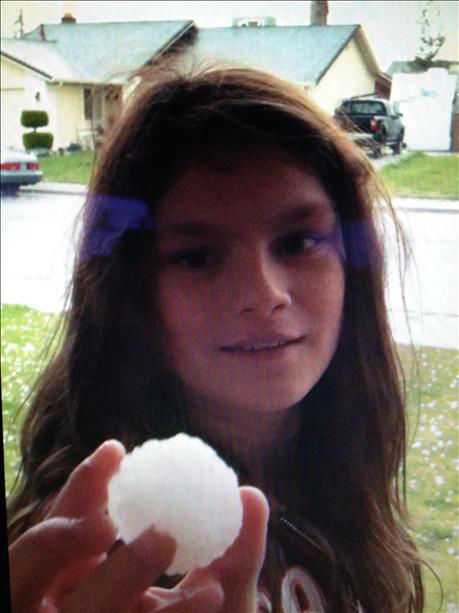 This very large piece of hail fell in our front...